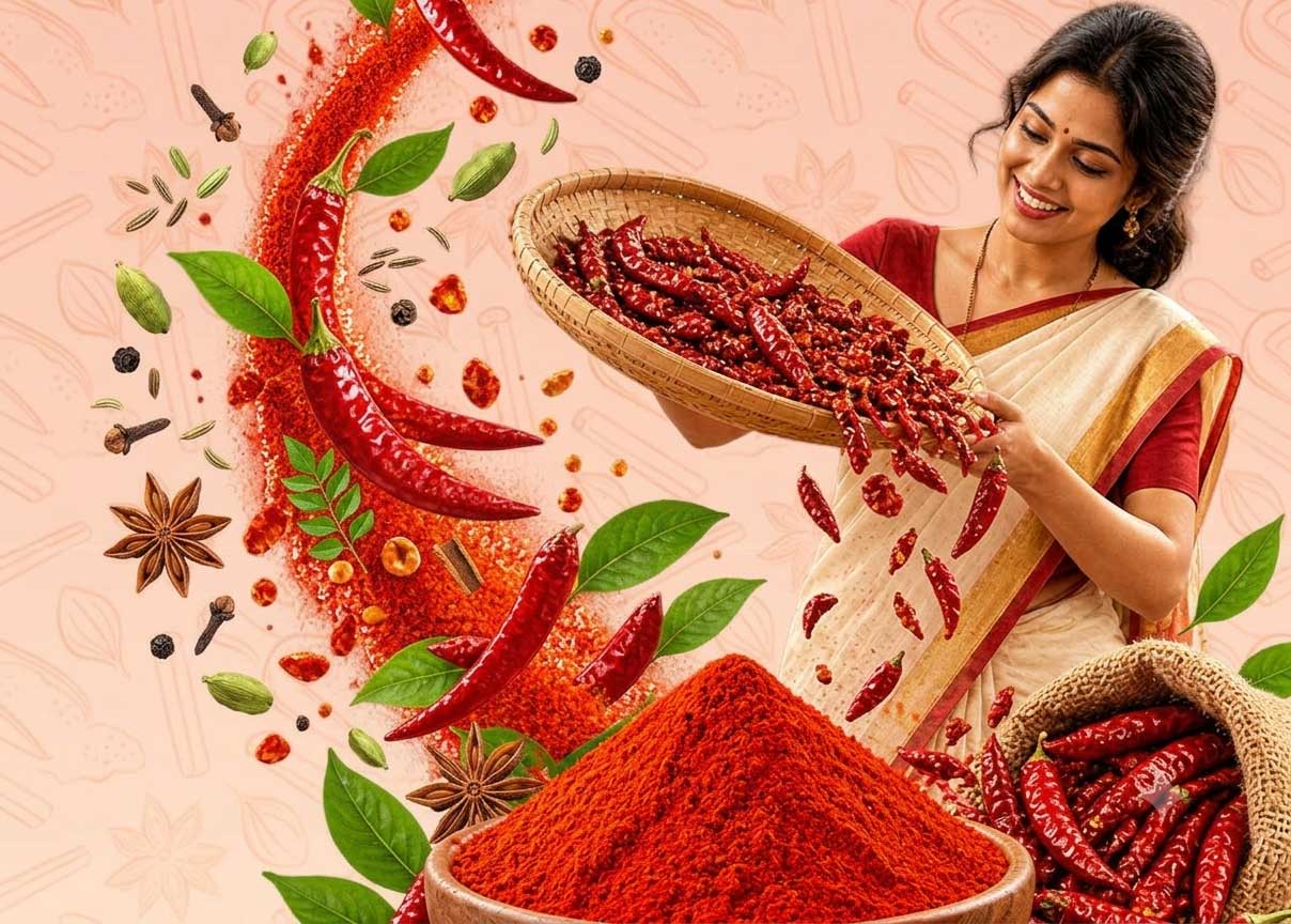 Chilli harvest and spice composition